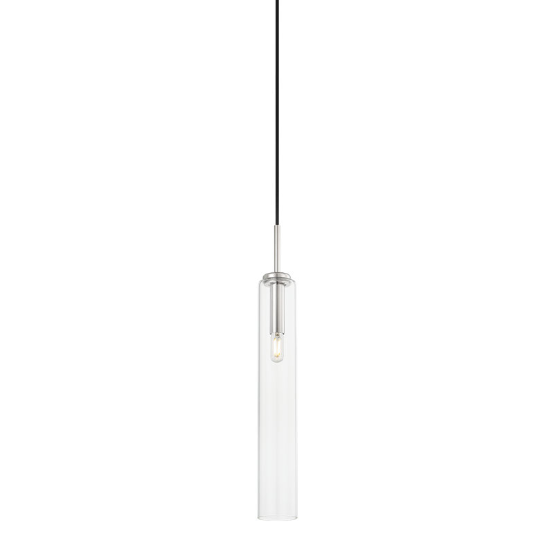Luminaire suspendu 1 lumière Nyah, Nickel poli, H 22,25 po x l 3 po x P 3 po