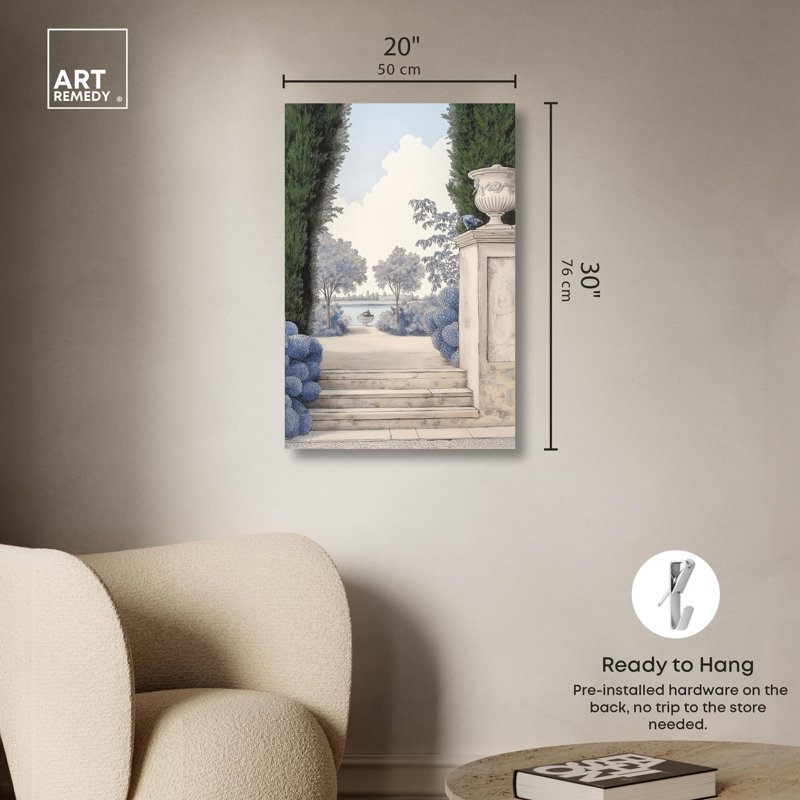 Voie palatiale, art rétro sur toile par Art Remedy, Toile tendue, H 30 po x l 20 po