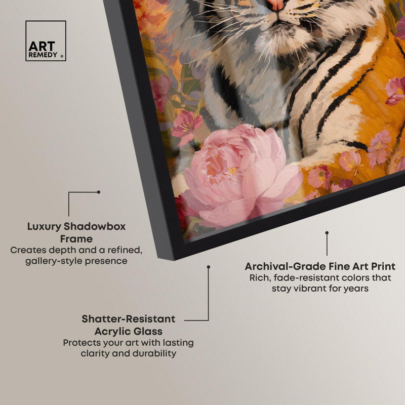 «Bloom in Floral Tiger» par Art Remedy, H 46 po x l 31 po, Noir