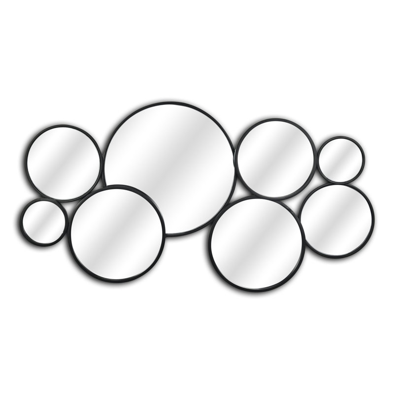 Solaz Multi Panel Round Wall Mirror | Black |