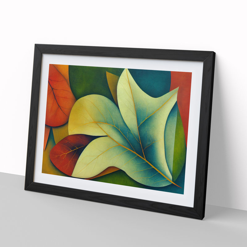 Enlightening Leaf Abstract - Single Picture Frame Print, Black Framed, 25cm H x 34cm W x 2cm D