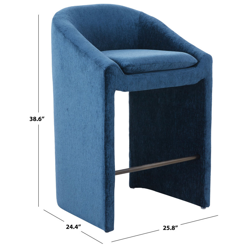 Kagan Chenille Counter Stool, Bar Stool (30.7" Seat Height), Navy