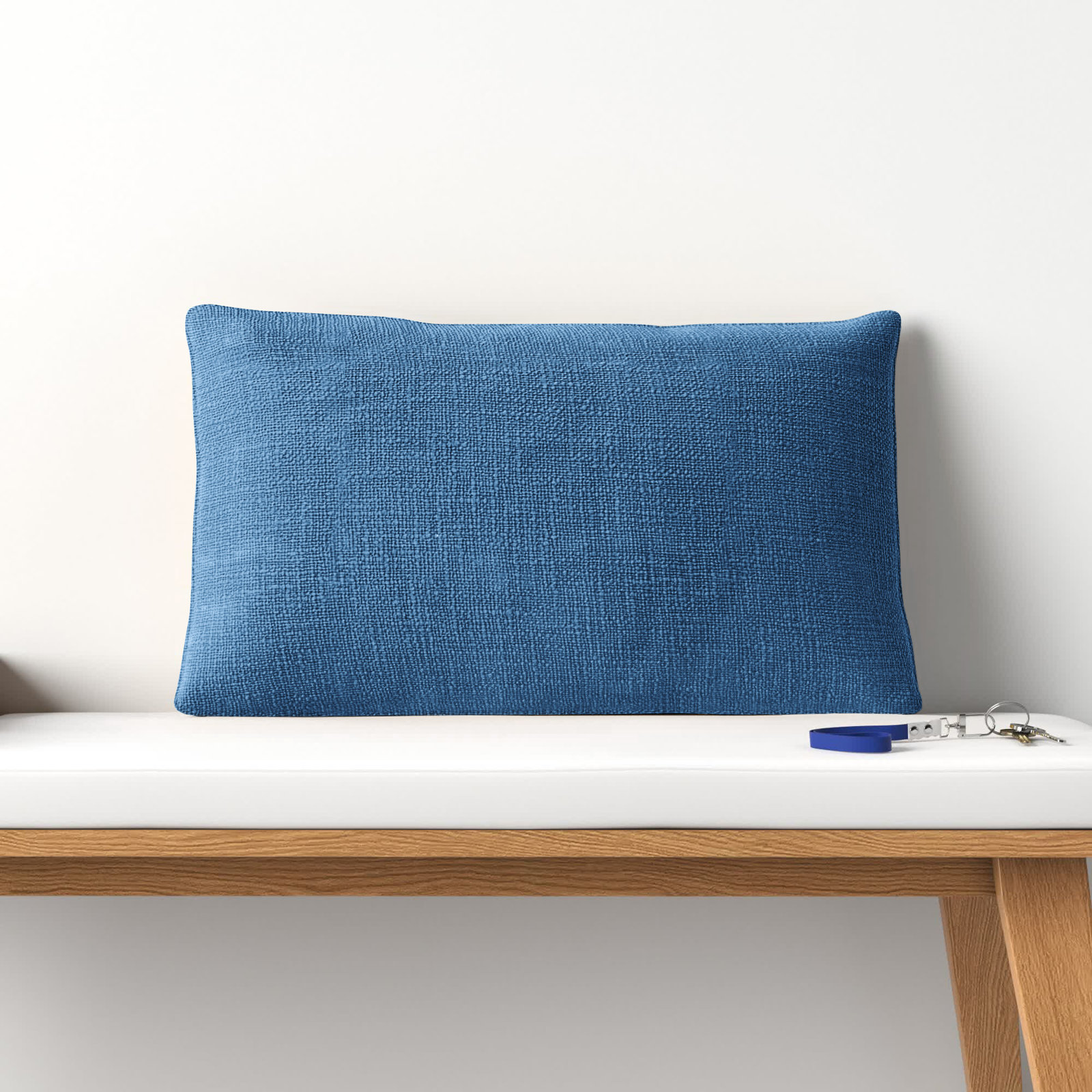 Ruzmira Cotton Lumbar Throw Pillow, Blue