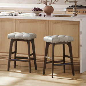 Incomplete  Solid Wood Backless Stool with Upholstered Seat