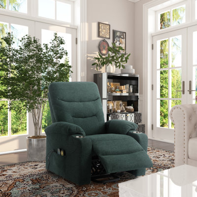 Betzaida Large Upholstered Massage Recliner with 2 Cup Holders