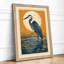 Moonlit Heron Japandi - Framed Print-656985574-656985592