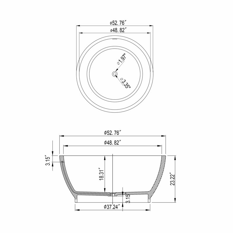 Baignoire de trempage autoportante à surface solide pour salle de bain