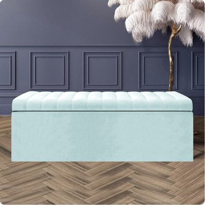 Safar Wide Velvet Rectangle Solid Color Standard Ottoman Box with Storage