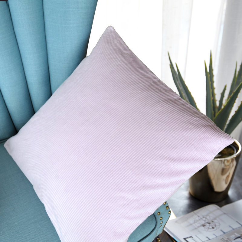 Cotton Corduroy Floral Pillow Cover, 26" x 26", Soft Pink