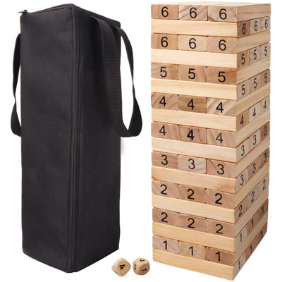 GSE 54-Piece Medium Tumbling Timbers,Wooden Blocks Stacking Floor Game Set for Kids- Build to Over 3ft