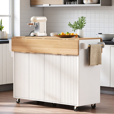 55.5" Wide Kitchen Island With Drop Leaf