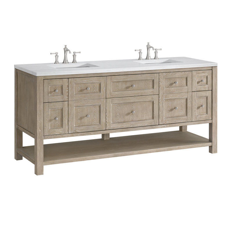 Breckenridge 72'' W Double Vanity, Whitewashed Oak, 8" Widespread, Siberian