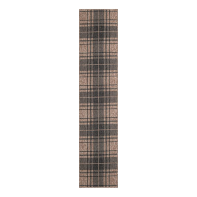 Tatasha Plaid Power Loom Polypropylene Plastic Indoor/Outdoor Area Rug in Black/Brown