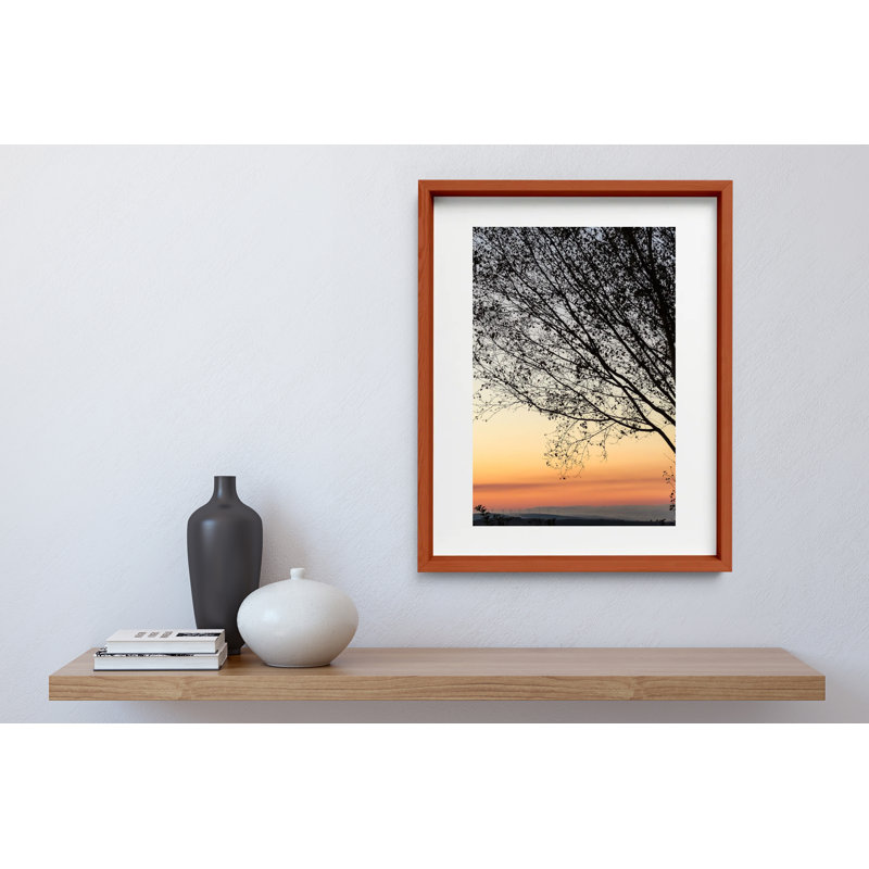 Sunset Tree Print by Joseph Regan, Cherry, 16" H x 14" W x 0.75" D