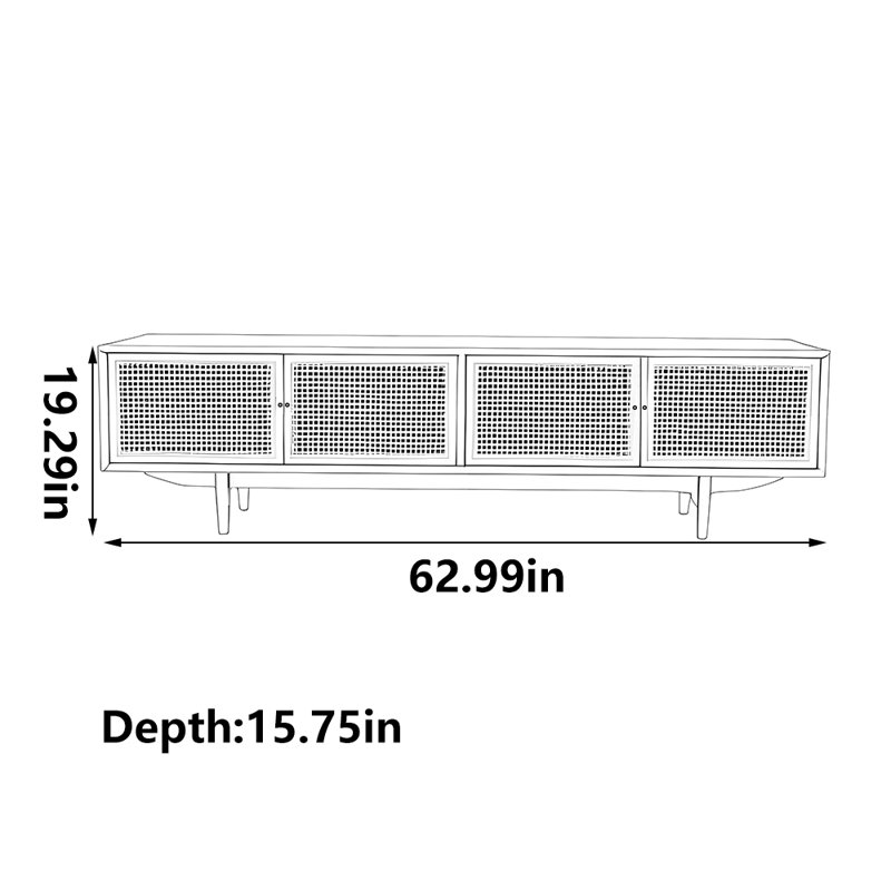 Meuble télé en rotin, 62.99"