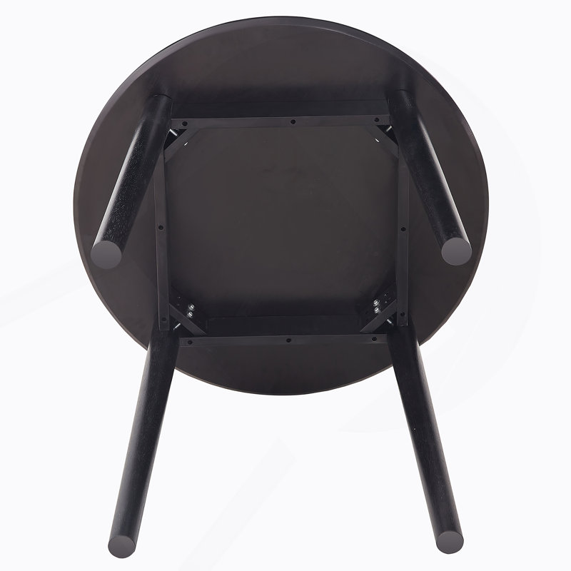 Table ronde noire, entièrement en bois massif, pouvant accueillir de 2 à 4 personnes, d'un diamètre de 31,5 po, Noir