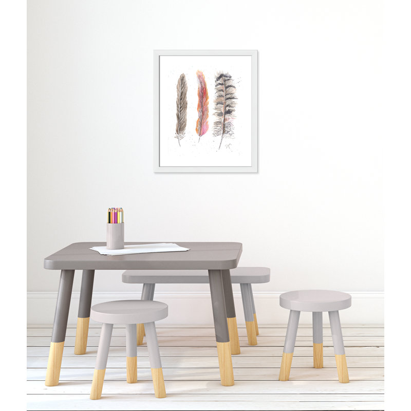 Juvenile feathers Feathers II Framed Art, 26.5" H x 22.5" W x 0.6" D, White Framed