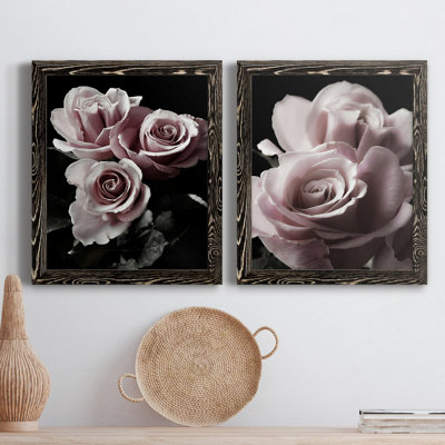 «Rose Noir I», ensemble de 2 peintures sur toile encadrées