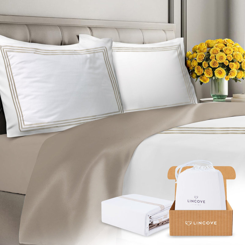Ensemble de housse de couette de qualité supérieure Lincoln 100% satin de coton ultra doux Collection Almeria