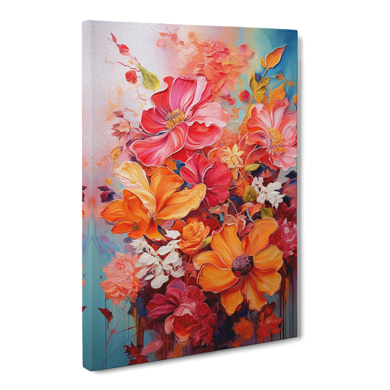 Floral Action Painting No.2 - Wrapped Canvas Print, 60cm H x 40cm W x 3cm D