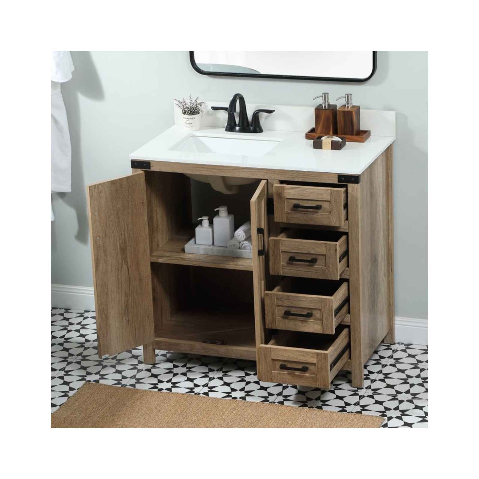 Slayton 36'' Single Bathroom Vanity, Natural Oak