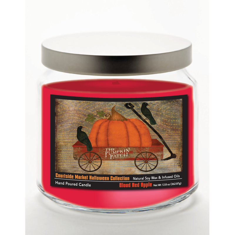 Bougie Fall Wagon en pot en verre de 400 g avec couvercle en métal argenté brossé