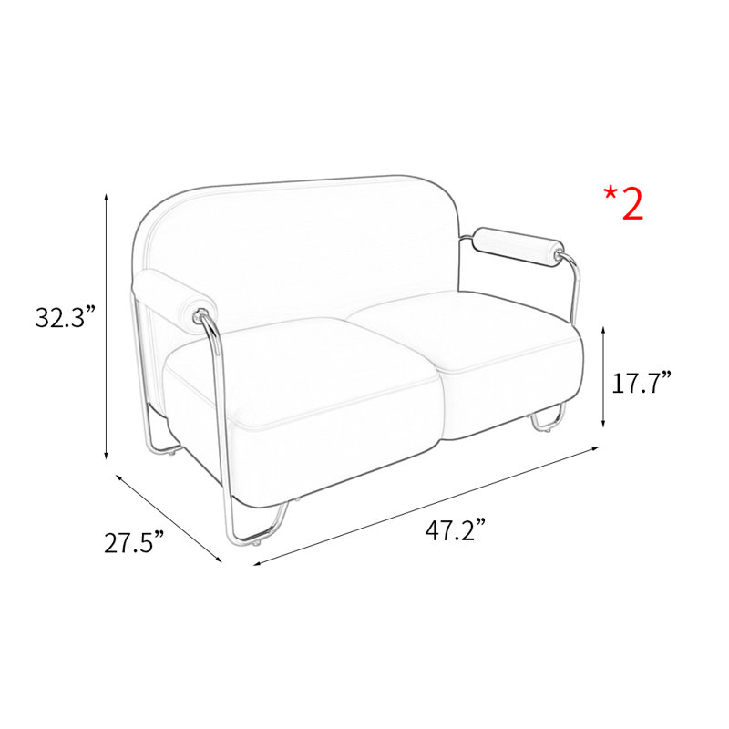 Causeuse 47,2 po Miryan, Similicuir blanc cassé