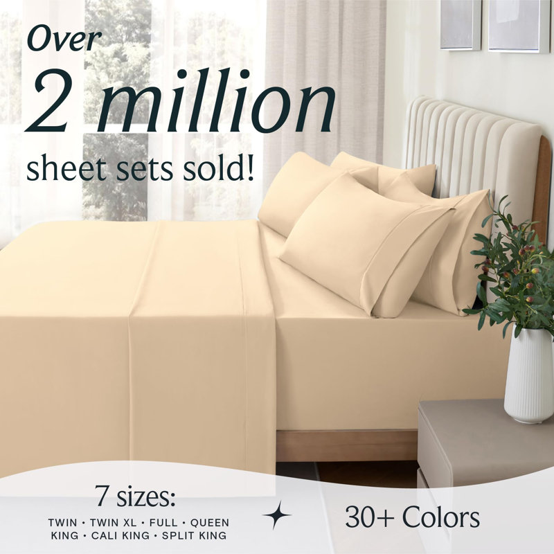 Luxclub 4 PC Brown King Silky Soft Cooling Extra Deep Pocket Performance Sheet Set, King Sheet Set with 2 Pillowcases, Brown