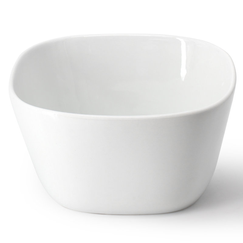 Our Table Simply White 6 Piece 6 Inch Porcelain Soft Square Cereal Bowl Set