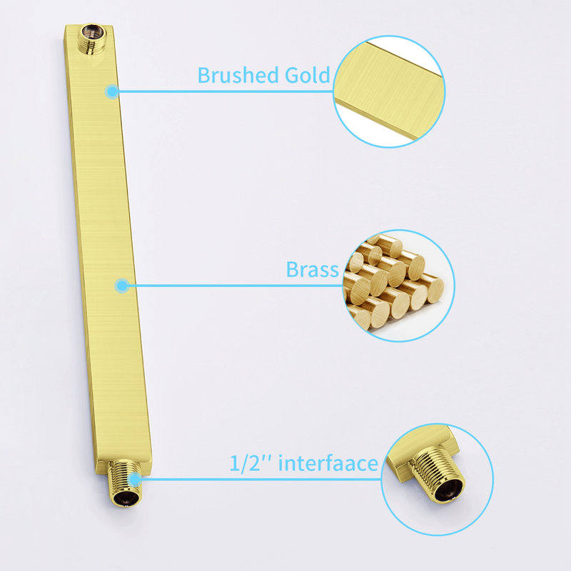 Thermostatic Complete Shower System with Rough in-Valve, Brushed Gold