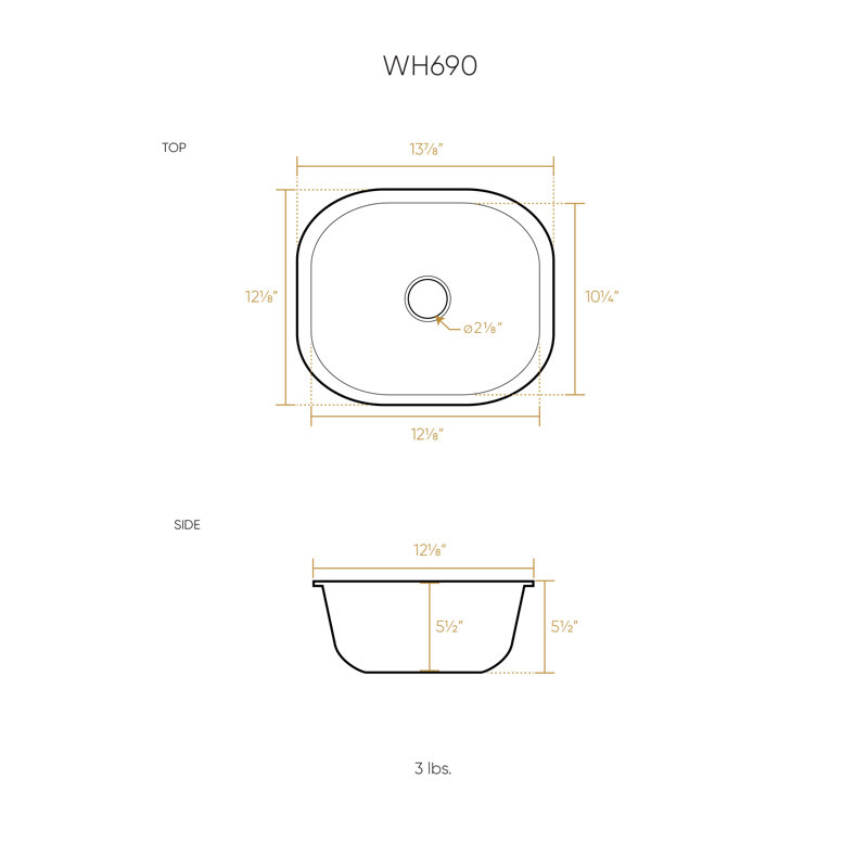 Whitehaus 14" Rectangular Undermount Entertainment/Prep Sink with a Hammered Texture Surface, Hammered Stainless Steel