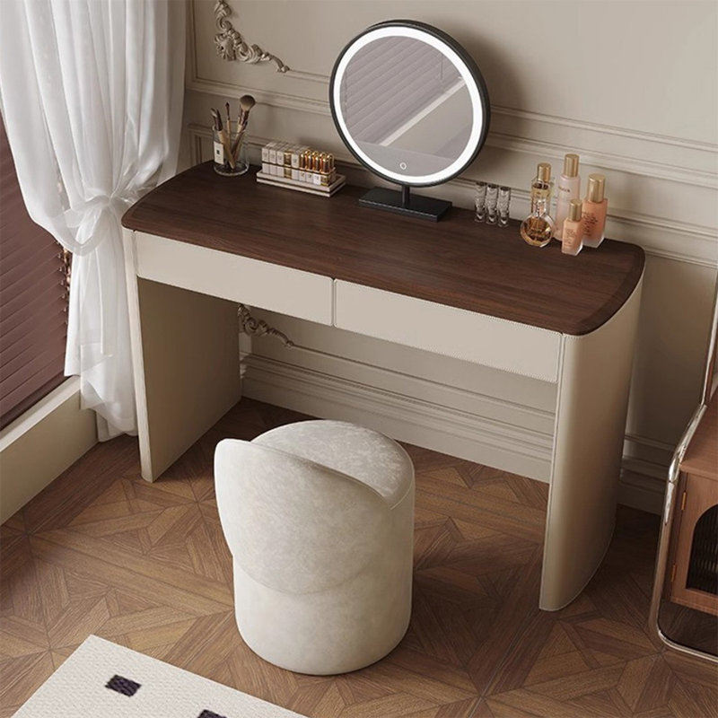 Coiffeuse de maquillage avec miroir lumineux, 2 tiroirs, prise de courant
