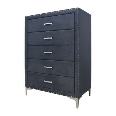 Commode en bois massif à 5 tiroirs l 35,43 po Geikeline