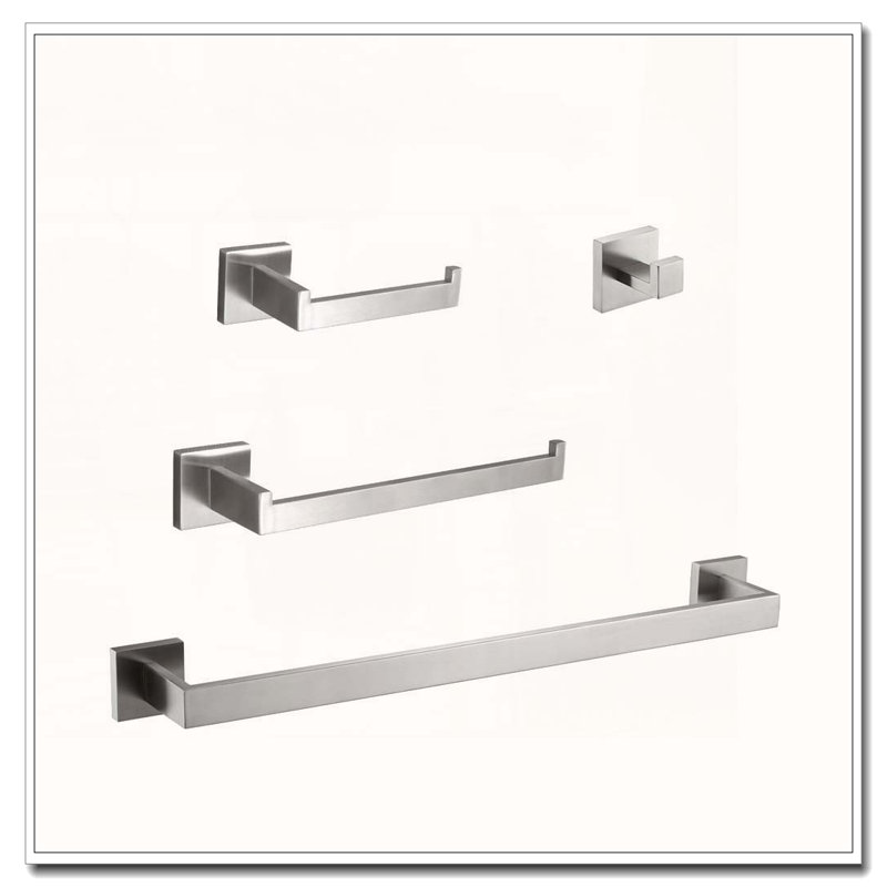 Ensemble de quincaillerie de salle de bain en acier inoxydable 4 pièces, Nickel brossé