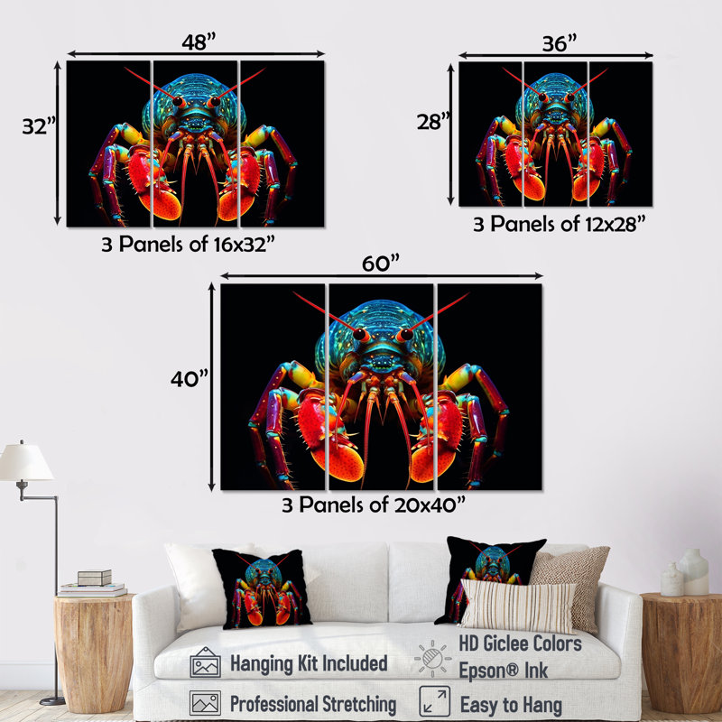 Ensemble moderne d'art moderne sur toile, "Raimboo Mantis II - Coastal Coral Under Water", H 28 po x l 36 po