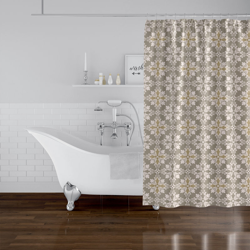 Delaia Geometric Shower Curtain, Brown/Beige, 90" H x 70" W