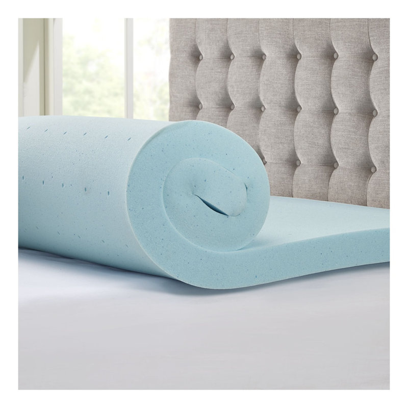 3-Inch Gel Memory Foam Mattress Topper with Cooling Cover, White, Twin Size