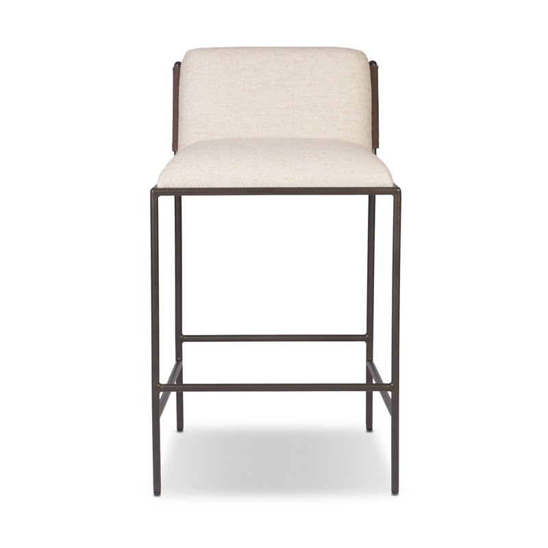 Rachael Upholstered Bar Stool with Metal Frame, Alcala Wheat, Counter Stool (27” Seat Height)