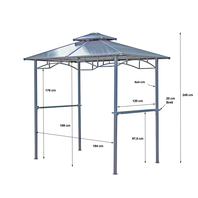 Graves 2.4m x 1.5m Metal Grill Gazebo