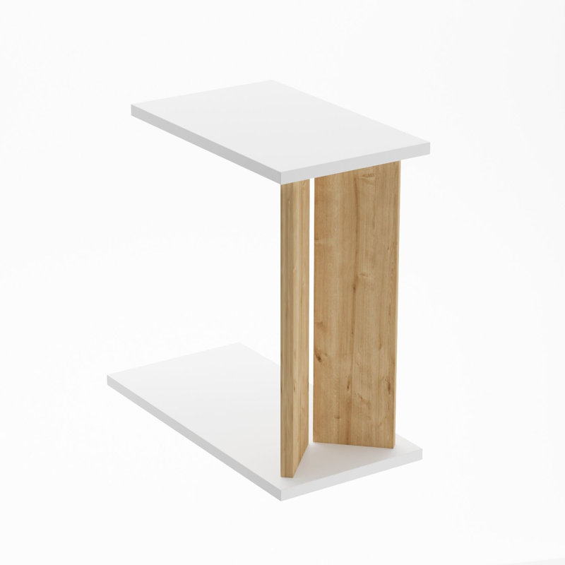 Modern Side Table, Sapphire Oak & White, 19.7 x 19.1 x 15.7 inches | 100% Melamine Coated Particle Board, Thickness: 0.7 inches | Stylish & Functional Design for Living Room or Bedroom, Easy to Assemble