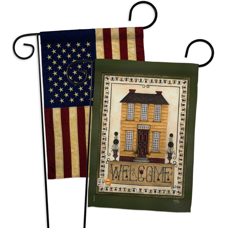 Ensemble de 2 drapeaux de jardin 2 côtés en polyester 19 po welcome house impressions