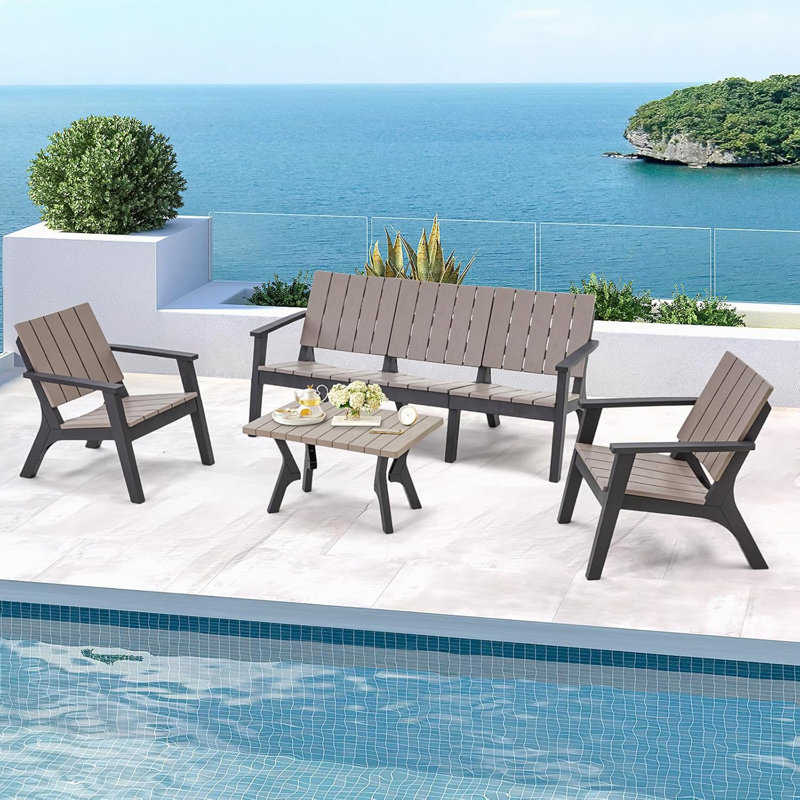 Ensemble de conversation pour patio 4 pièces avec table basse
