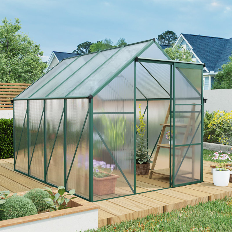 6x8 Polycarbonate Greenhouse for Outdoor Backyard Green
