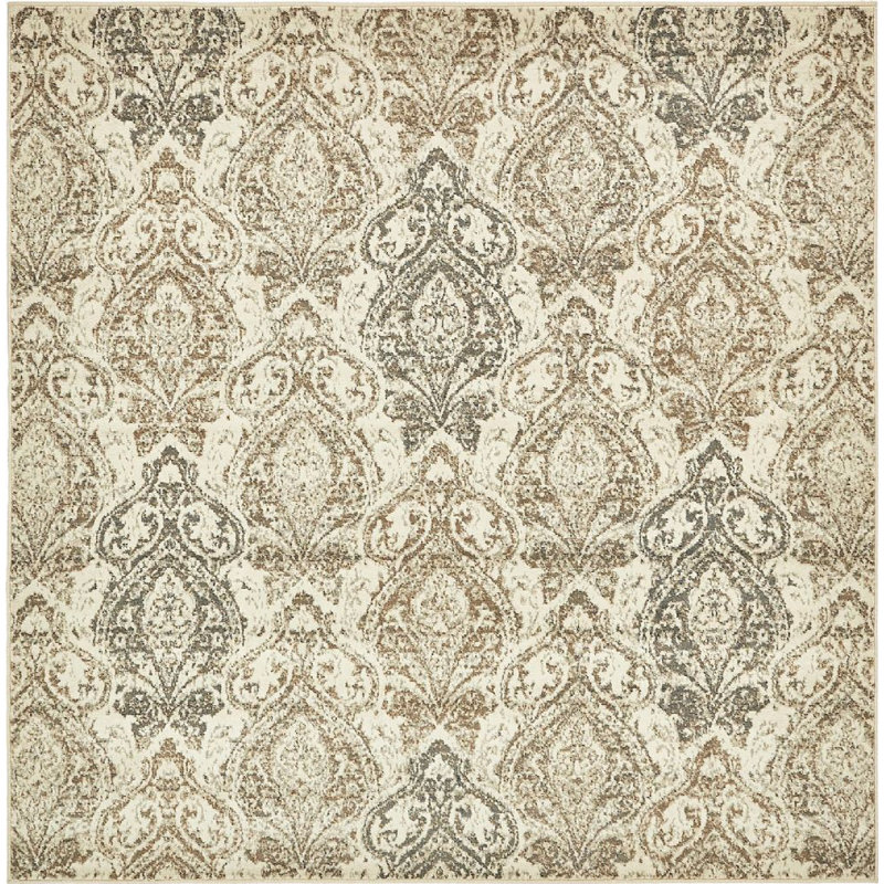 Tapis beige / brun Tobitha Southwestern, Carré 8 pi