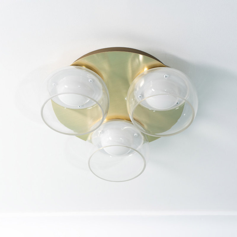Couvertier Glass LED Flush Mount, Gold, Clear