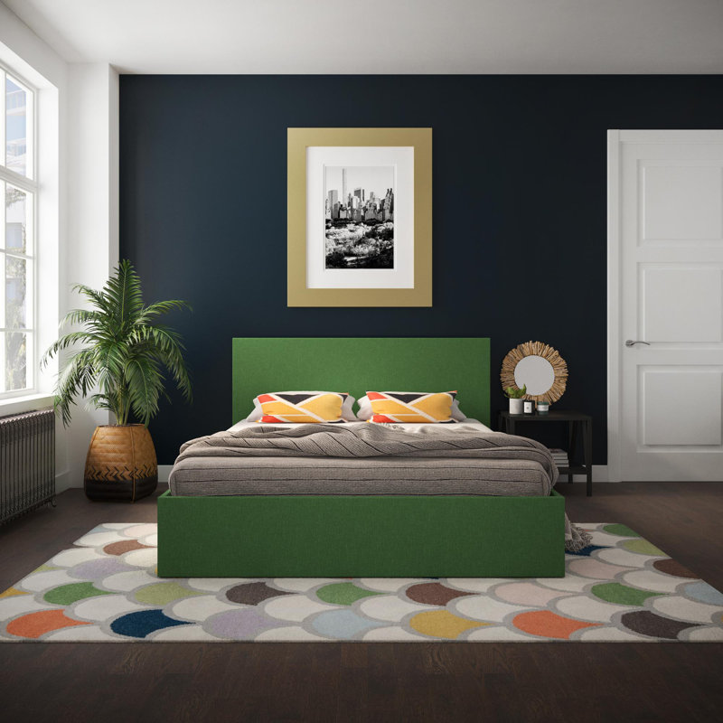 Kelly Dark Gray Upholstered Queen Bed with Storage Drawers