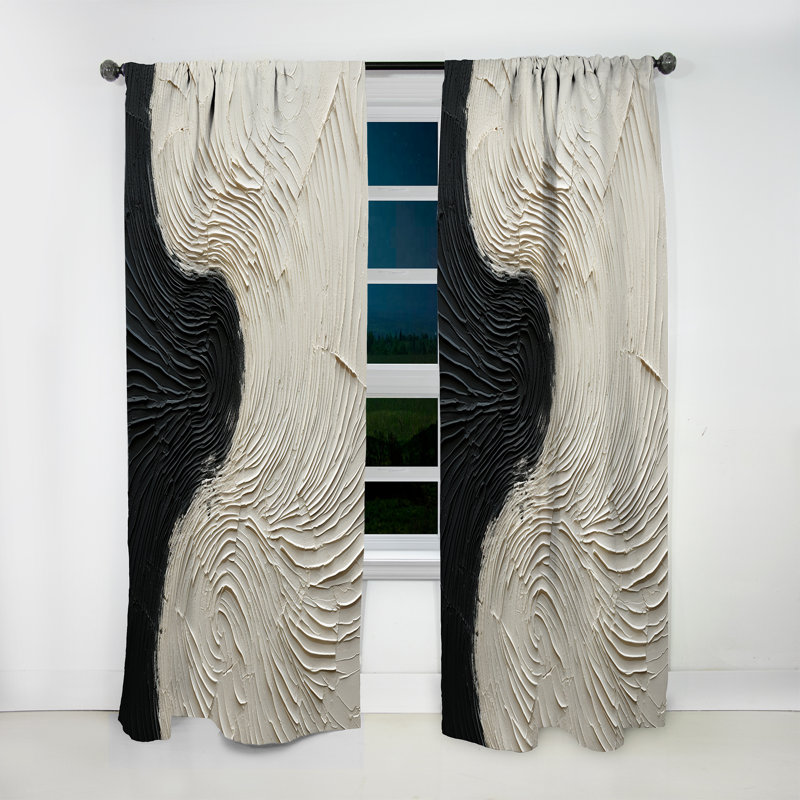 Minimalism Black And White Paint Reunion - Nautical Room Darkening Coastal Curtain - 1 Panel, L 52 po x L 63 po