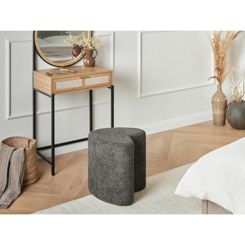40cm Wide Heart Solid Colour Pouffe Ottoman, Grey