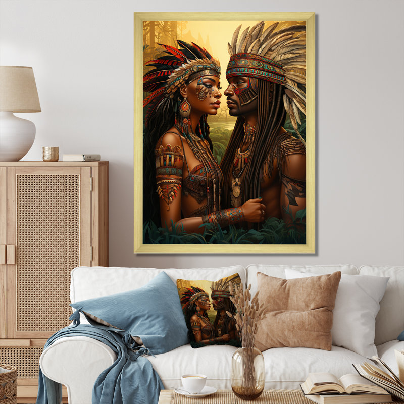«Native Couple Celebrating Divine Love» sur toile, H 20 po x l 12 po x P 1 po, Cadre doré à une seule photo