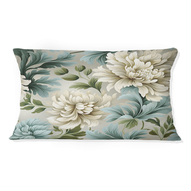 Petal Symphony Green Damask Harmony - Damask Polyester Pillow